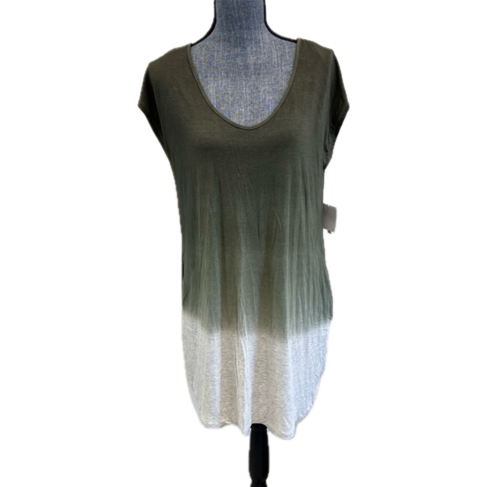 NWT Marina Luna Olive and Cream Cap Sleeve Tunic Cover-up